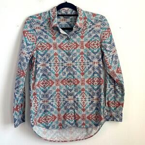 Eddie Bauer southwestern print button down long sleeve flannel shirt sz S